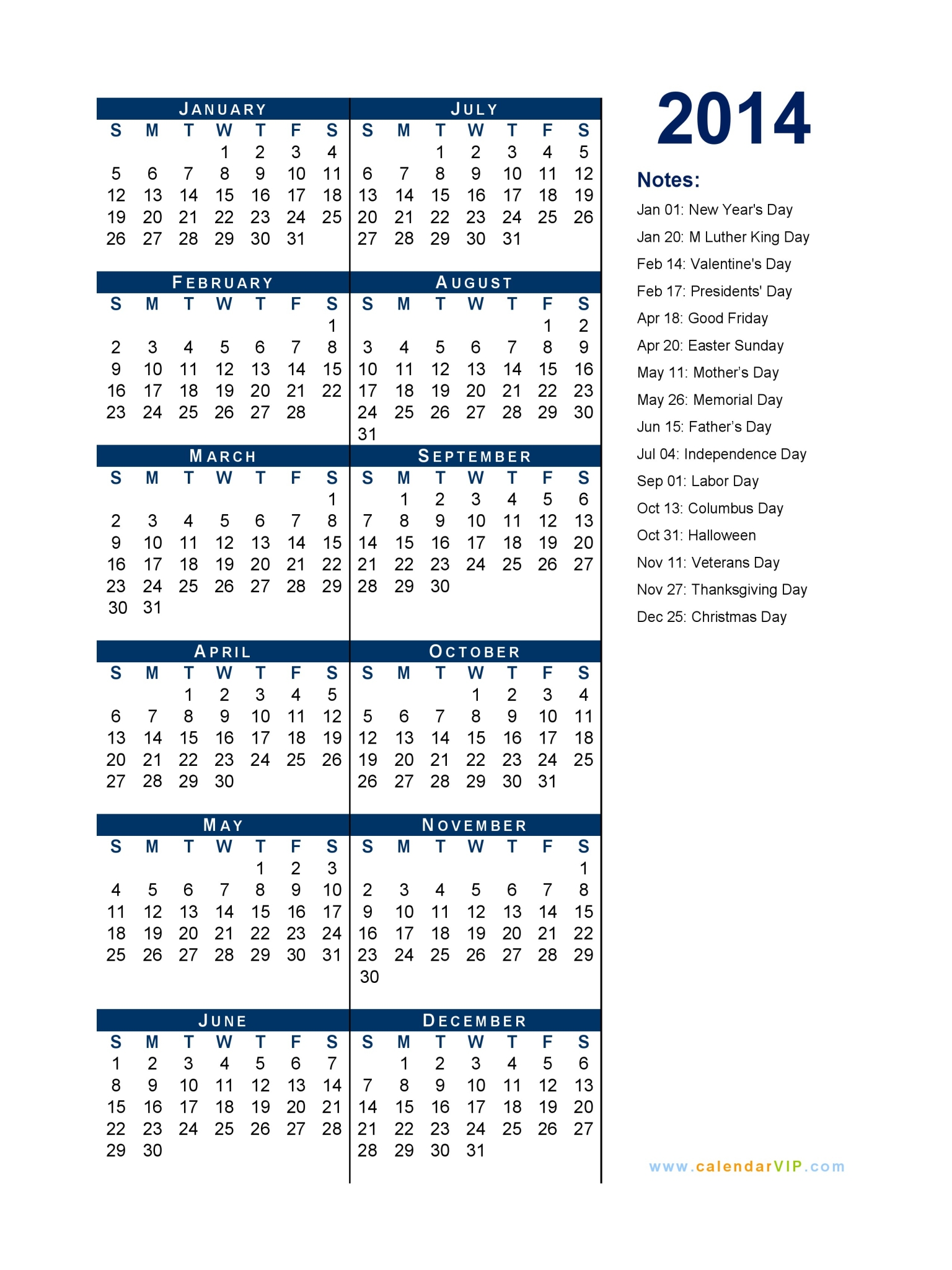 2015 yearly calendar template