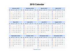 2019 Calendar Landscape