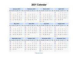 2031 Calendar Landscape