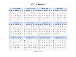 2032 Calendar Landscape