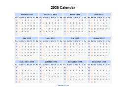 2035 Calendar Landscape