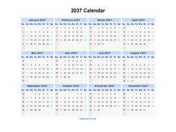 2037 Calendar Landscape