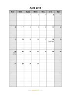 April 2014 Calendar
