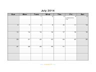 July 2014 Calendar