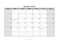 October 2014 Calendar