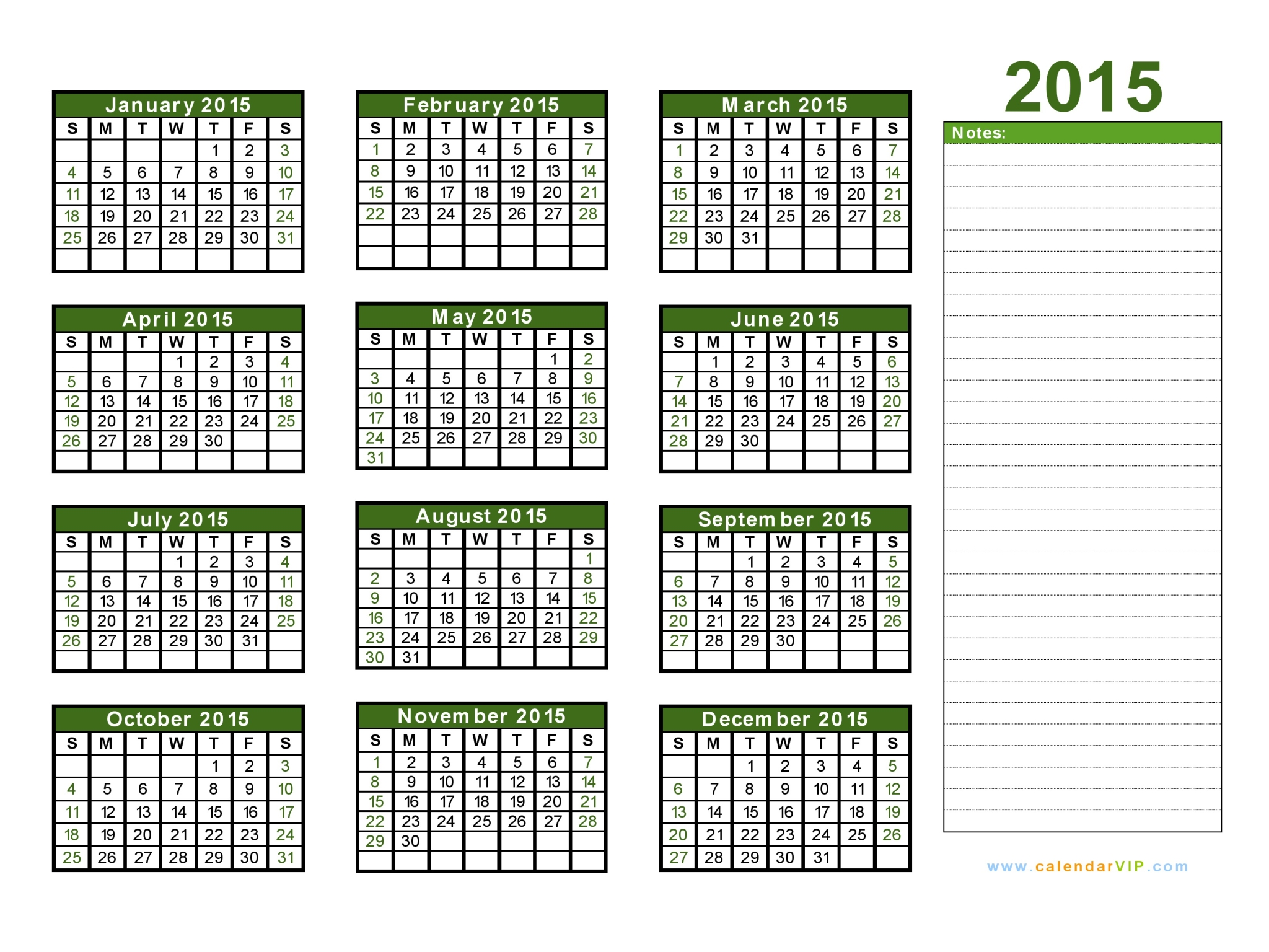 Free Downloadable Calendar Template 2015 from www.calendarvip.com