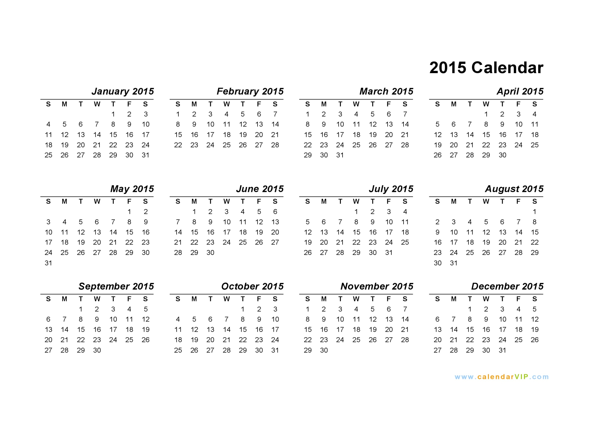 Word Template Calendar 2015 from www.calendarvip.com