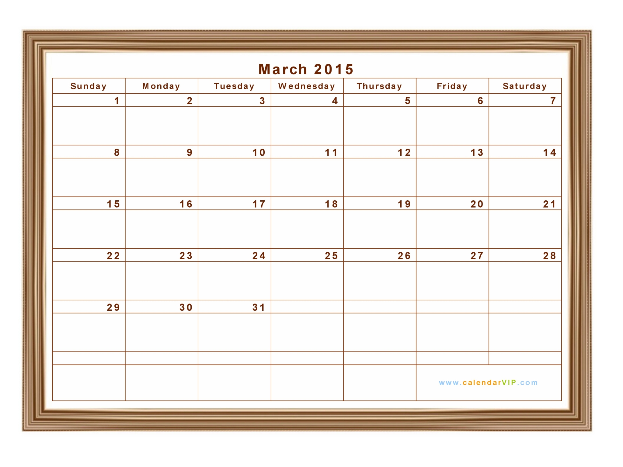 March 2015 Calendar Blank Printable Calendar Template in PDF Word Excel