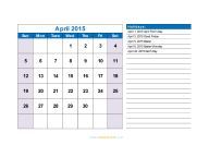 April 2015 Calendar