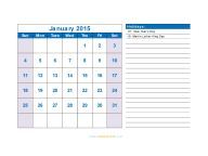 January 2015 Calendar
