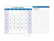 October 2015 Calendar